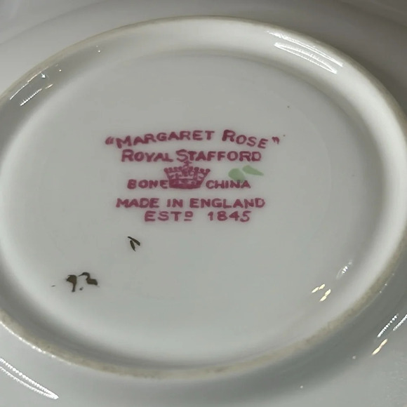 Antique Royal  Stafford Margaret Rose Blue Tea Cup and Saucer Bone China England - Picture 9 of 12